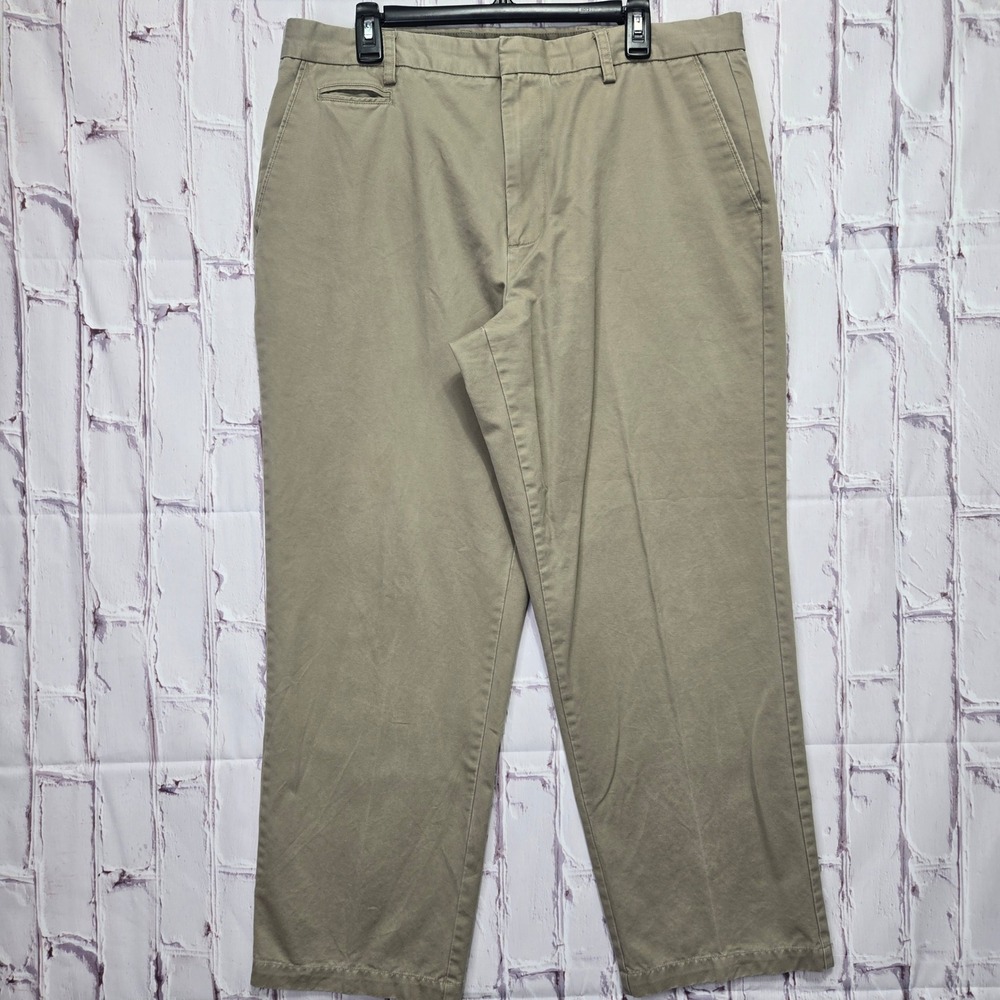 Y2k Dockers Chino Pants Khaki Flat Front Relaxed Fit Casual Trousers Mens 38x30